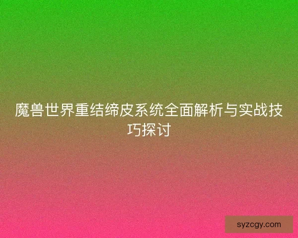 魔兽世界重结缔皮系统全面解析与实战技巧探讨