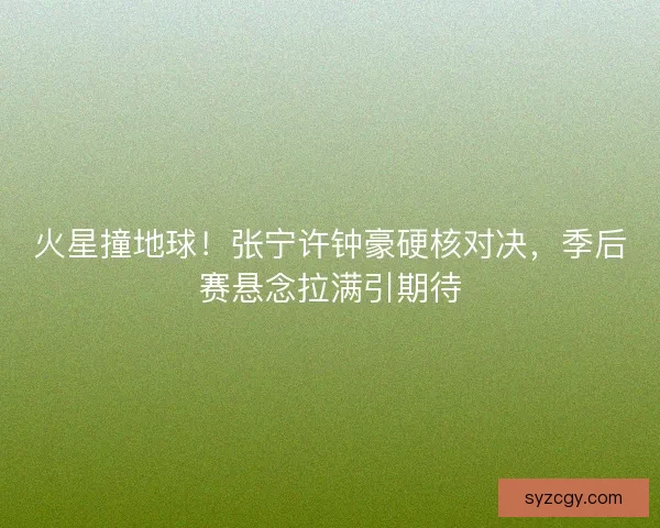 火星撞地球！张宁许钟豪硬核对决，季后赛悬念拉满引期待